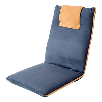 bonVIVO Portable Padded Cushion Floor Chair Seat w/ Adjustable Back, Blue/Beige - VMInnovations