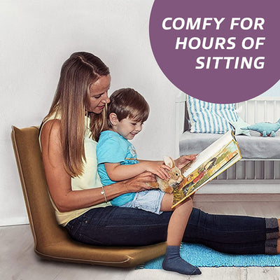 bonVIVO Portable Padded Cushion Floor Chair Seat w/ Adjustable Back, Blue/Beige - VMInnovations