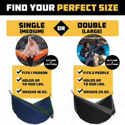 Large DoubleOwl Hammock w/Adjustable Straps, Red/Charcoal (Open Box)
