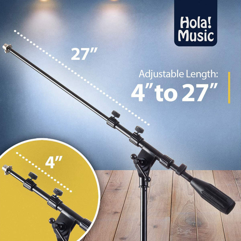 Hola! Music Adjustable Studio Microphone Stand w/ Weighted Base, Black(Open Box)