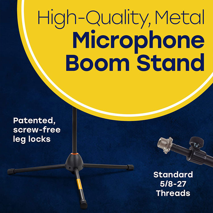 Hola! Music Adjustable Height Standard Clutch Studio Microphone Stand, (2 Pack)