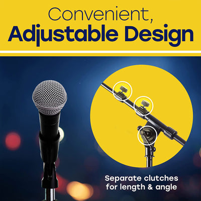 Hola! Music Adjustable Height Standard Clutch Studio Microphone Stand, (2 Pack) - VMInnovations