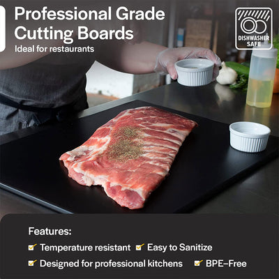 Thirteen Chefs 24 x 18 Inch Dishwasher Safe HDPE Plastic Cutting Board, Black - VMInnovations
