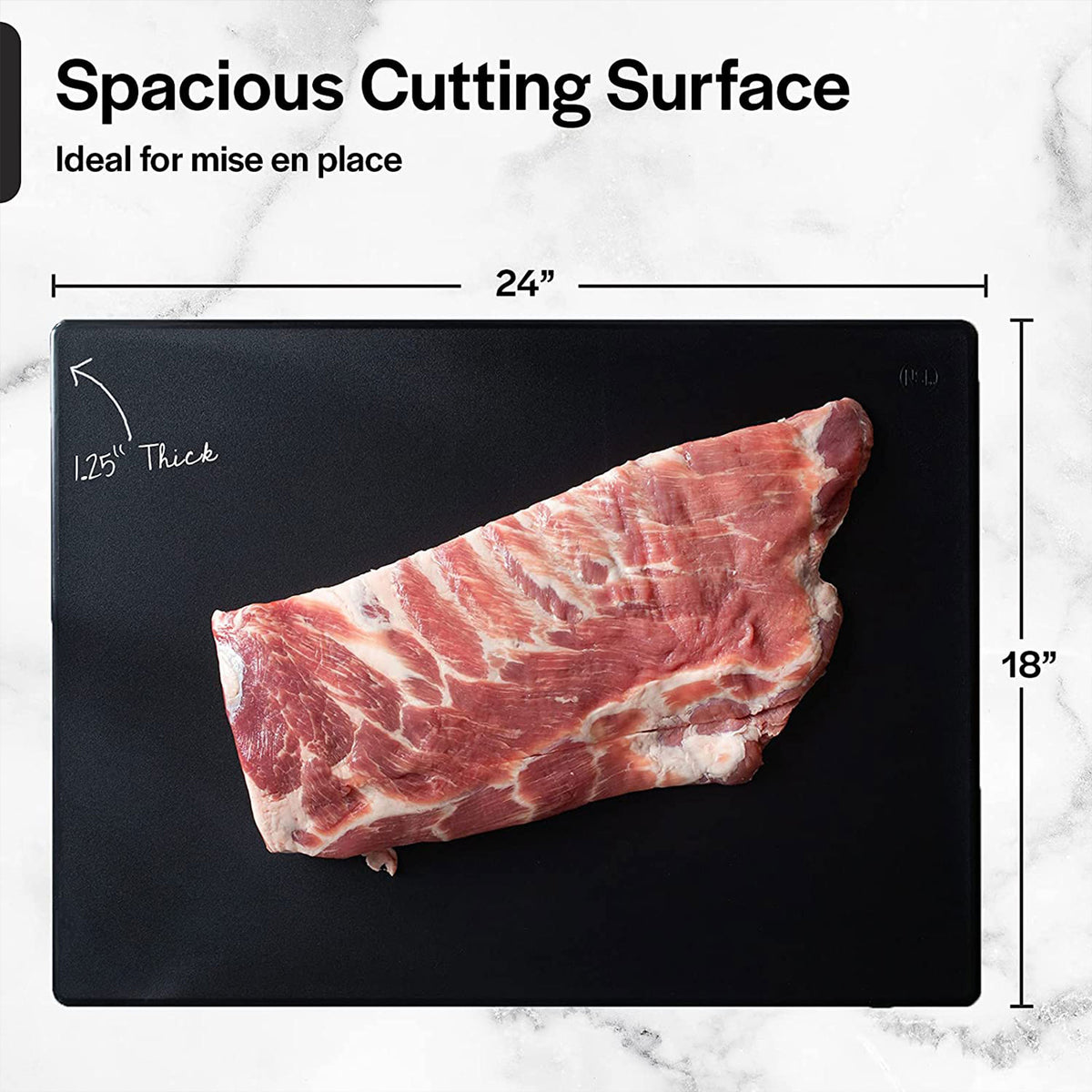 Thirteen Chefs 24 x 18 Inch Dishwasher Safe HDPE Plastic Cutting Board, Black - VMInnovations