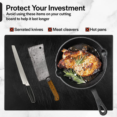 Thirteen Chefs 24 x 18 Inch Dishwasher Safe HDPE Plastic Cutting Board, Black - VMInnovations