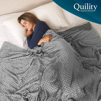 Quility 15 Pound Weighted Blanket Duvet Cover for Adults, F/Q 60" x 80," Gray