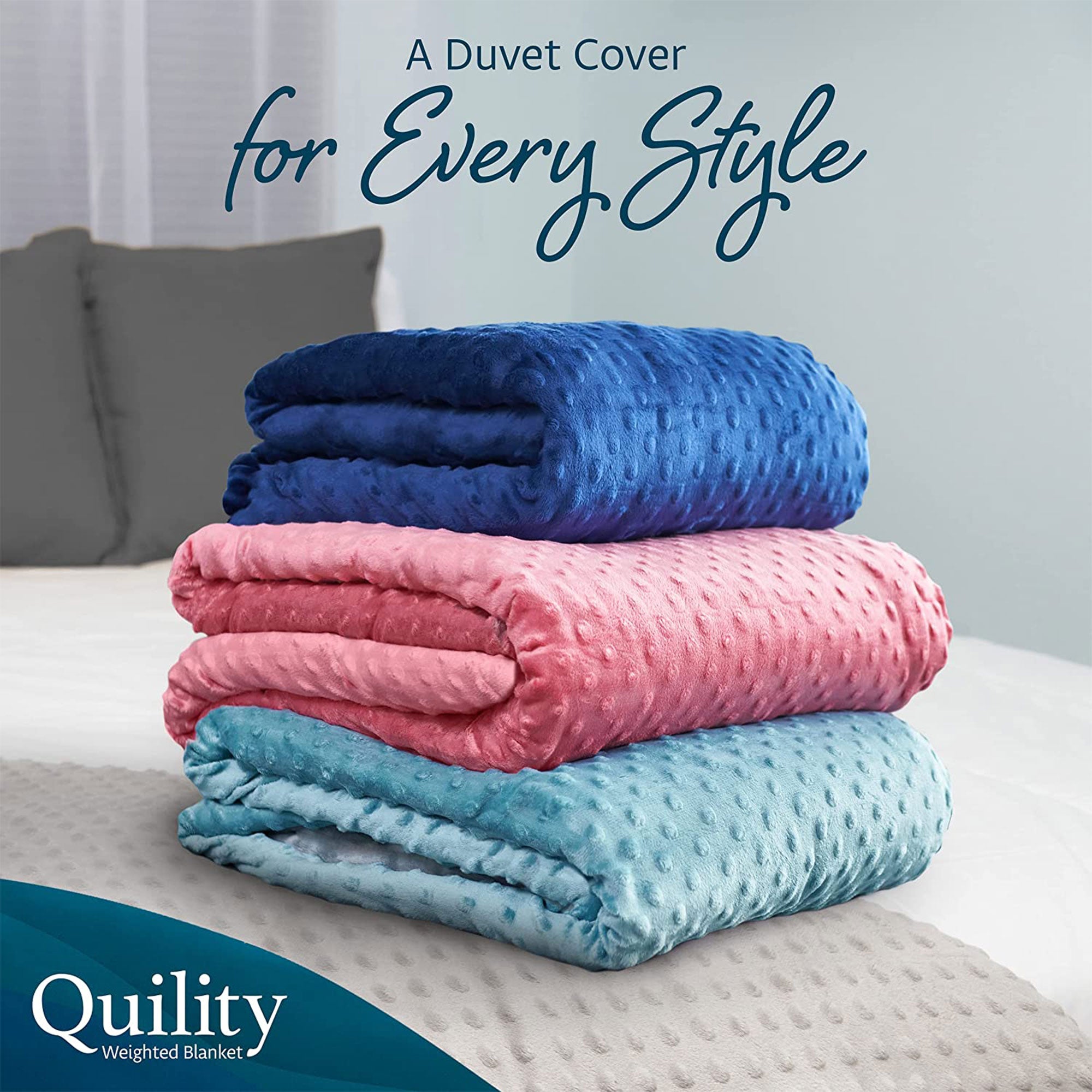 Quility 15 Pound Weighted Blanket Duvet Cover for Adults, F/Q 60" x 80," Gray - VMInnovations