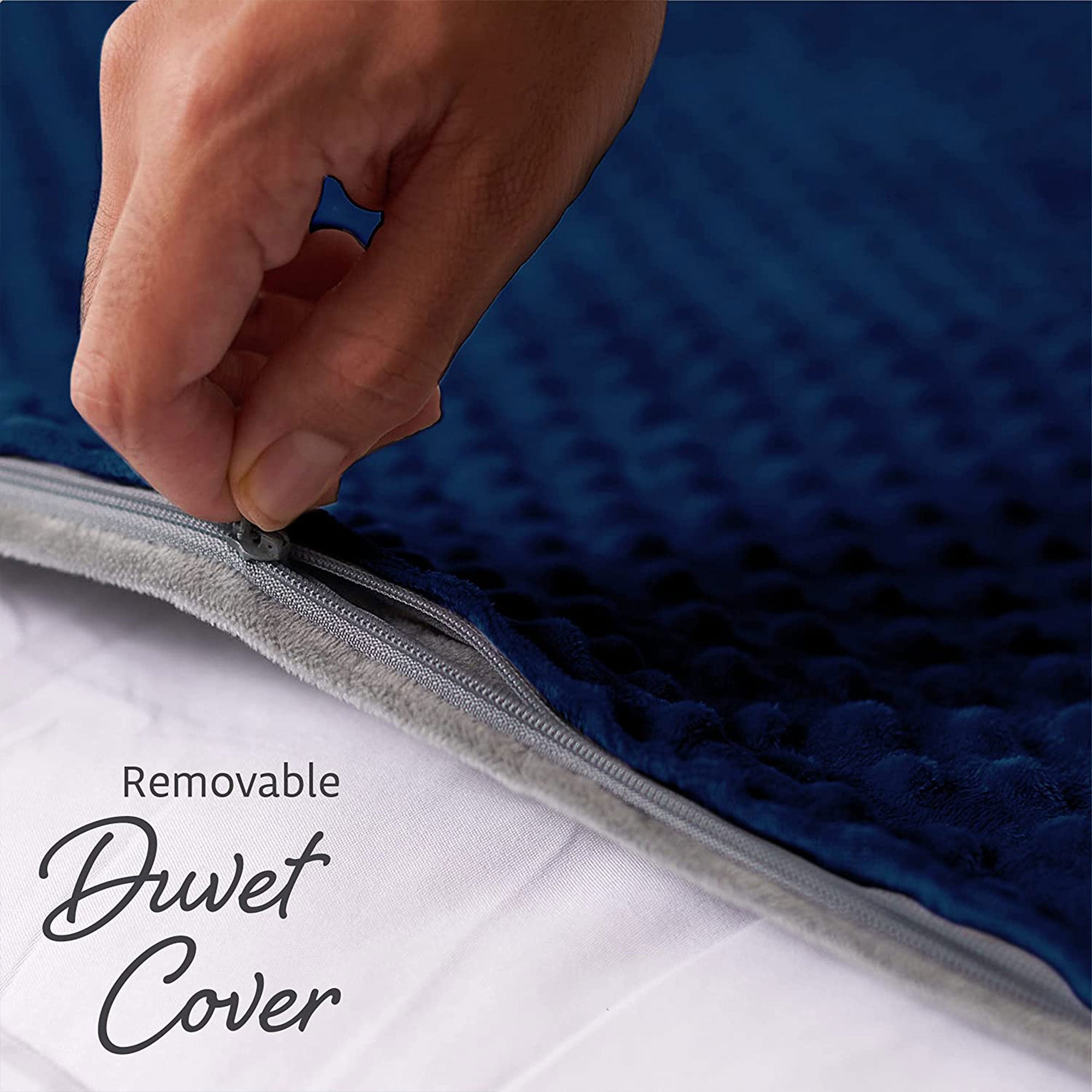 Quility 20 Pound Weighted Blanket Duvet Cover for Adults, F/Q 60" x 80," Navy - VMInnovations