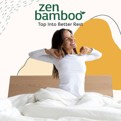 Zen Bamboo Cooling Mattress Topper with Deep Pockets, White, California King