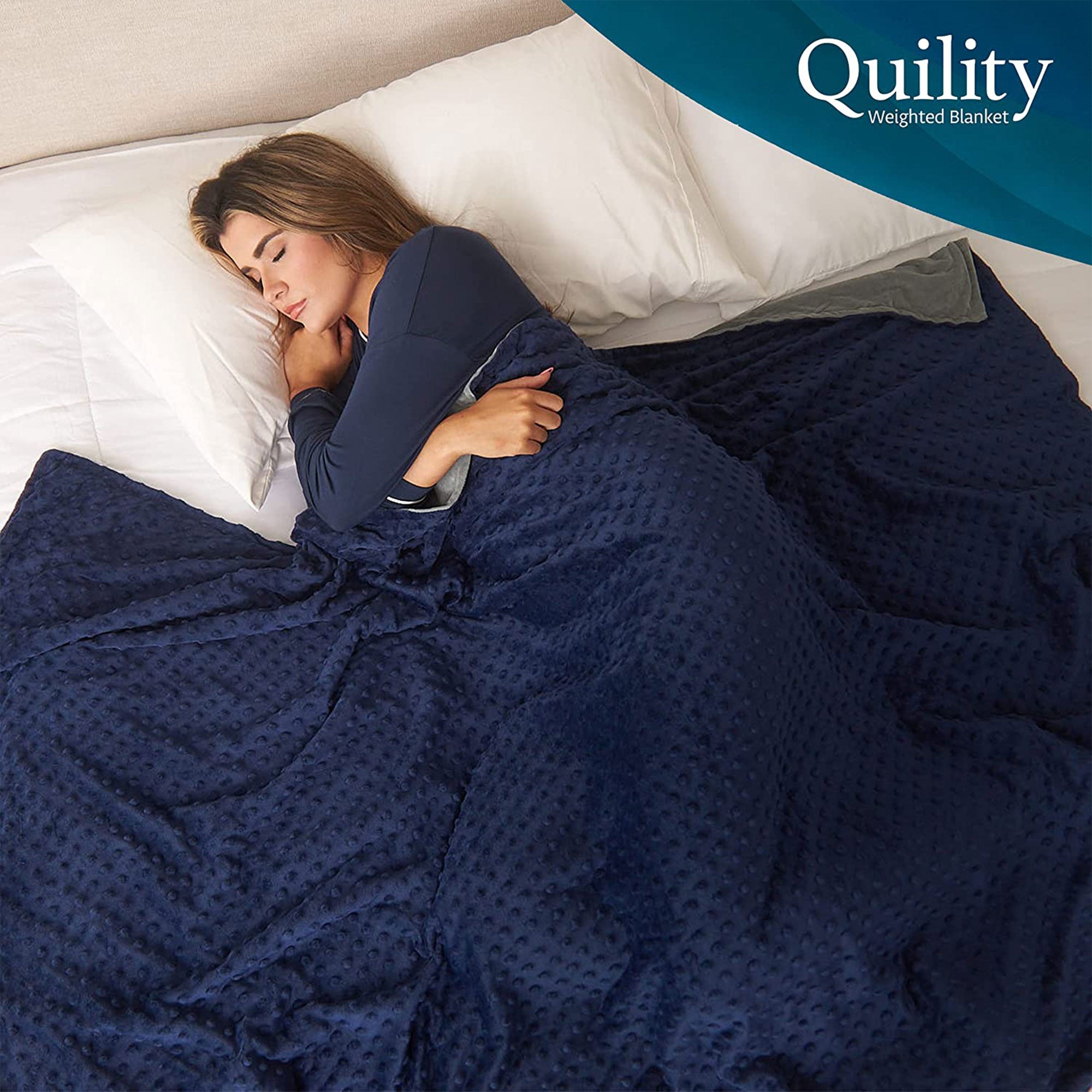 Quility 30 Pound Weighted Blanket Duvet Cover for Adults, King 86" x 92," Navy - VMInnovations