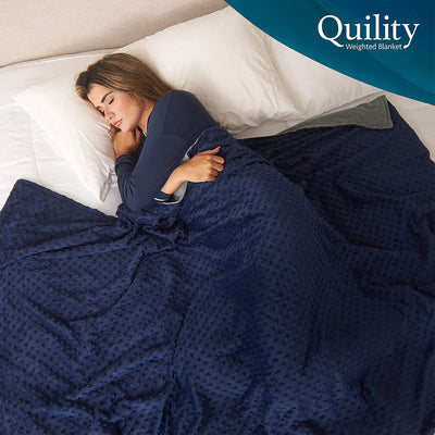 Quility 30 Pound Weighted Blanket Duvet Cover for Adults, King 86" x 92," Navy - VMInnovations