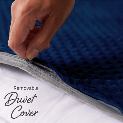 Quility 30 Pound Weighted Blanket Duvet Cover for Adults, King 86" x 92," Navy - VMInnovations
