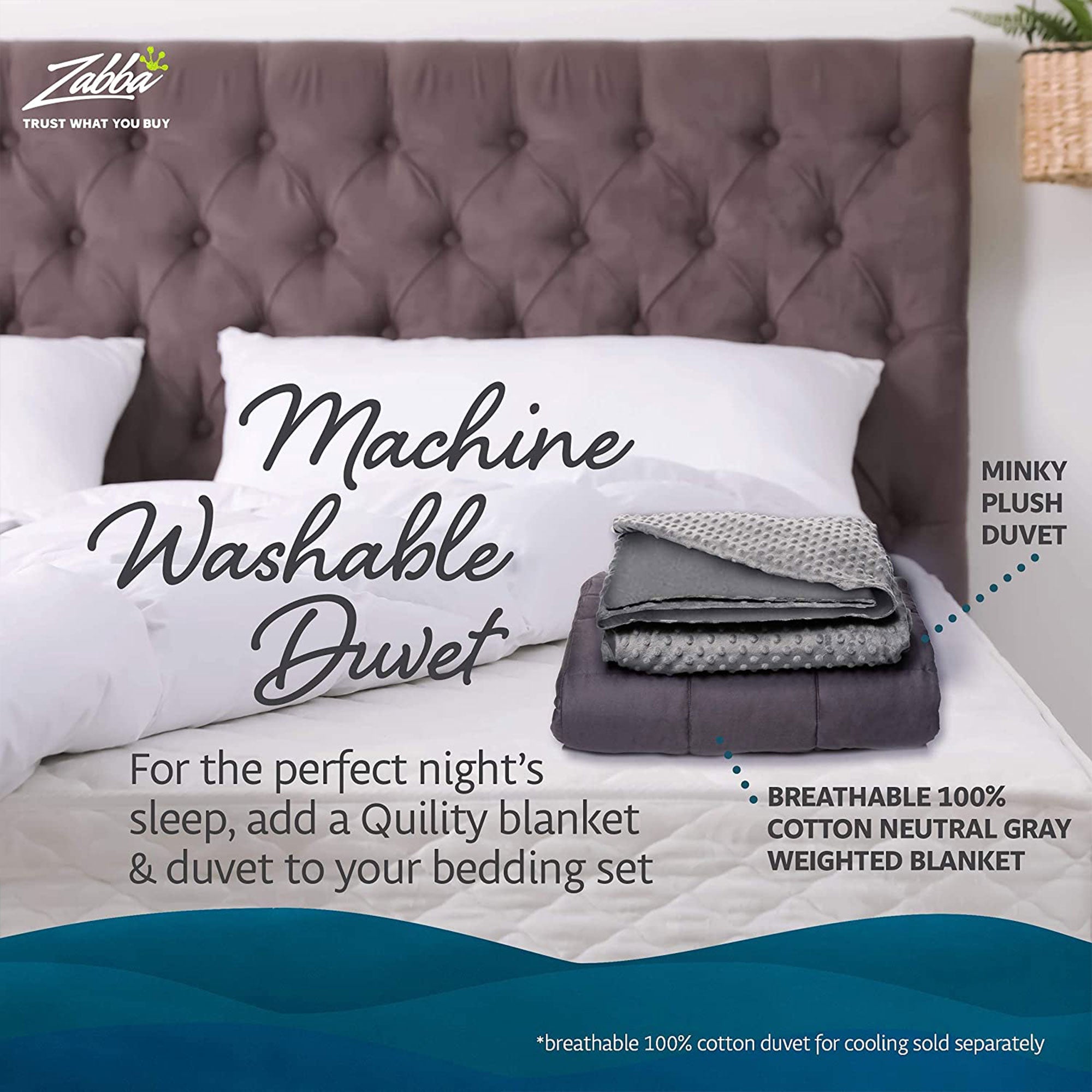 Quility 30 Pound Weighted Blanket Duvet Cover for Adults, King 86" x 92," Navy - VMInnovations