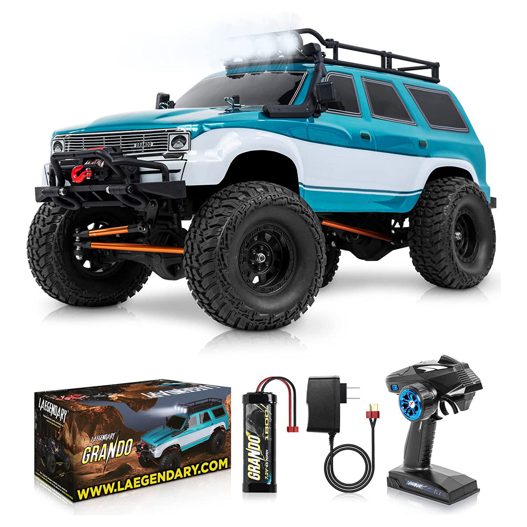 LAEGENDARY Grando 1:10 Scale RTR RC Remote Control Rock Crawler SUV, Blue-Green