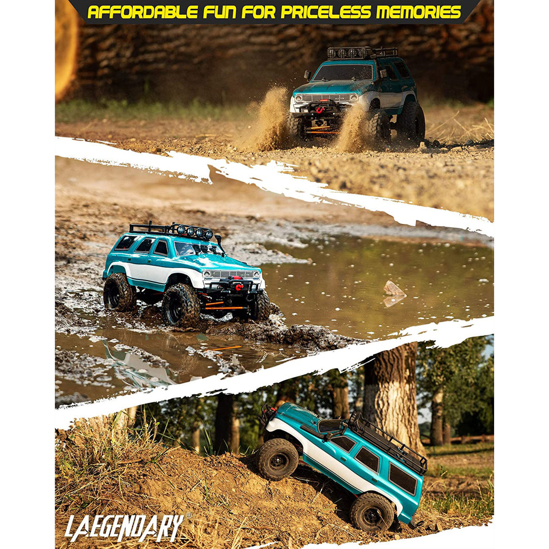 LAEGENDARY Grando 1:10 Scale RTR RC Remote Control Rock Crawler SUV, Blue-Green