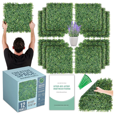 Artificial Grass Backdrop Decor Wall Panels, 20in x 20in, 12 Pack (Open Box)