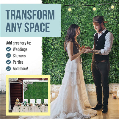 Artificial Grass Backdrop Decor Wall Panels, 20in x 20in, 12 Pack (Open Box)