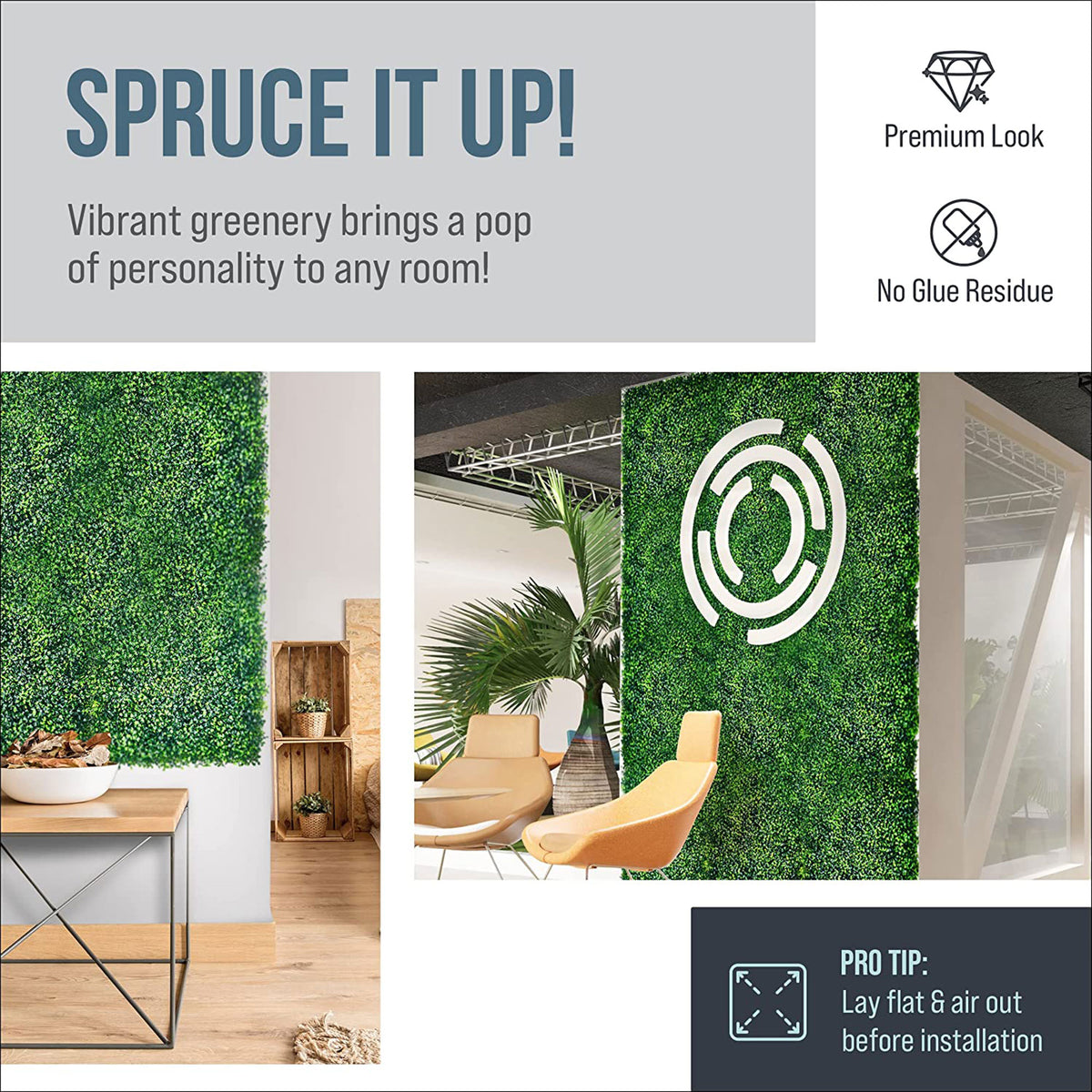 Artificial Grass Backdrop Decor Wall Panels, 20in x 20in, 12 Pack (Open Box)