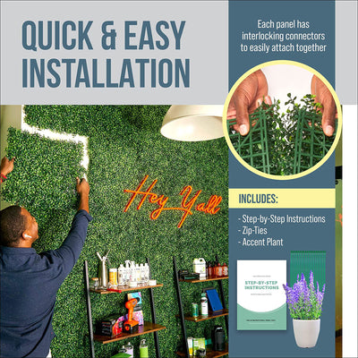 Artificial Grass Backdrop Decor Wall Panels, 20in x 20in, 12 Pack (Used)