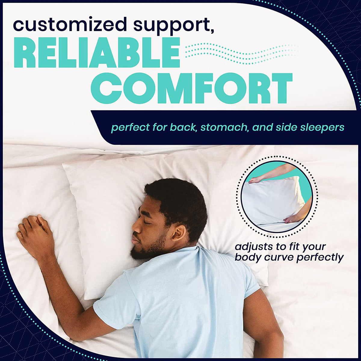 EnerPlex Memory Foam Firm Pillow w/Removable Foam & Washable Cover, King, 2 Pack - VMInnovations
