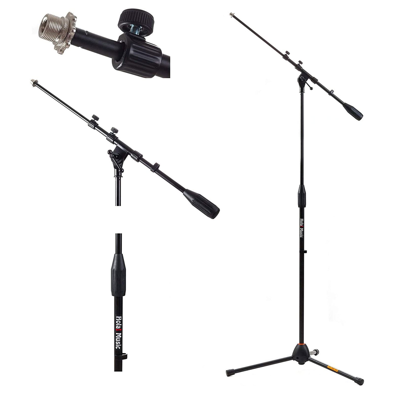Hola! Music Adjustable Height Standard Clutch Studio Microphone Stand, Black - VMInnovations
