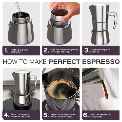 bonVIVO Intenca All Range Stovetop Espresso Italian Coffee Maker, 10 Oz, Copper