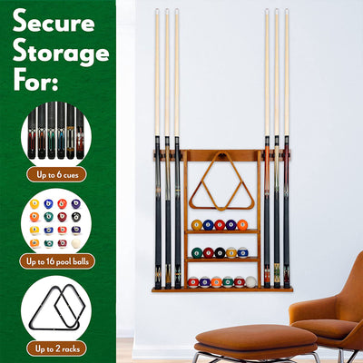 ISZY Billiards Wall Mounted Pool Accessories Billiard Ball and Stick Holder Rack - VMInnovations