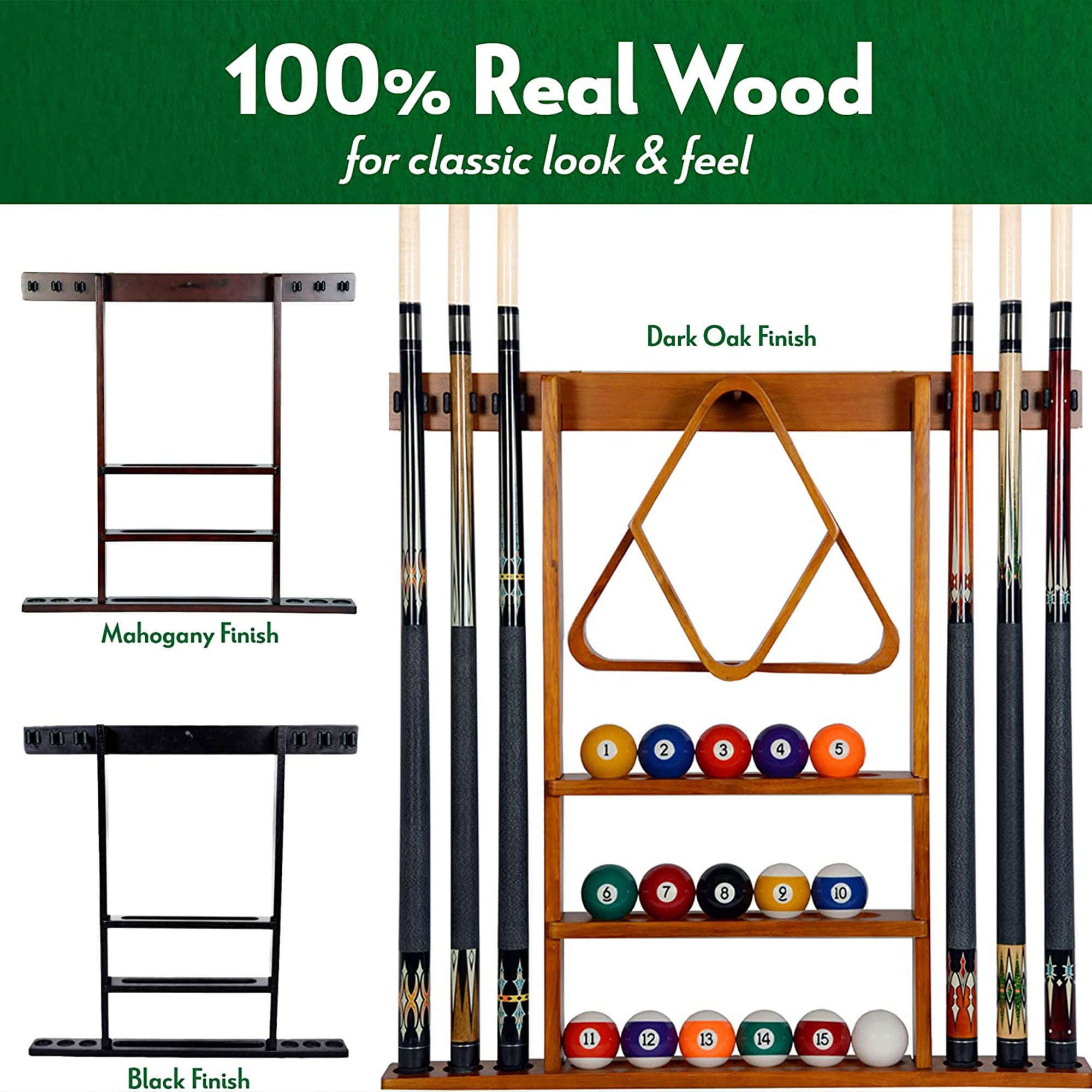 ISZY Billiards Wall Mounted Pool Accessories Billiard Ball and Stick Holder Rack - VMInnovations