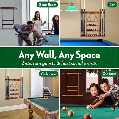 ISZY Billiards Wall Mounted Pool Accessories Billiard Ball and Stick Holder Rack - VMInnovations