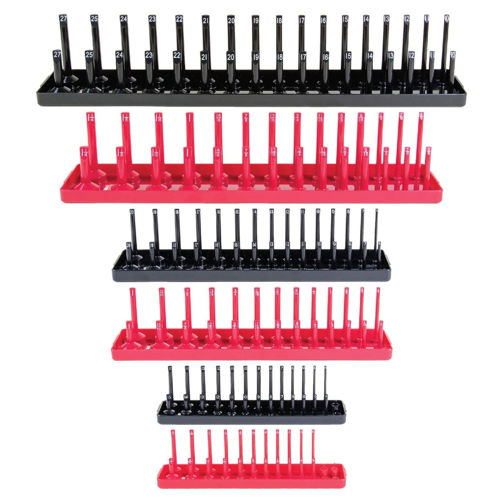 B&C Home Goods 6 Piece SAE & Metric Tray Socket Holder Toolbox Organizer Storage - VMInnovations