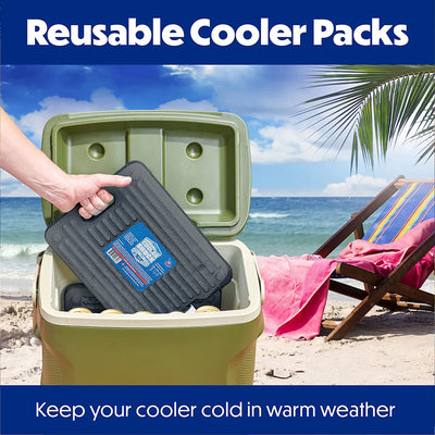 Cooler Shock Reusable Fill and Freeze Large 10 x 13 Inch Cooler Ice Pack, 2 Pack
