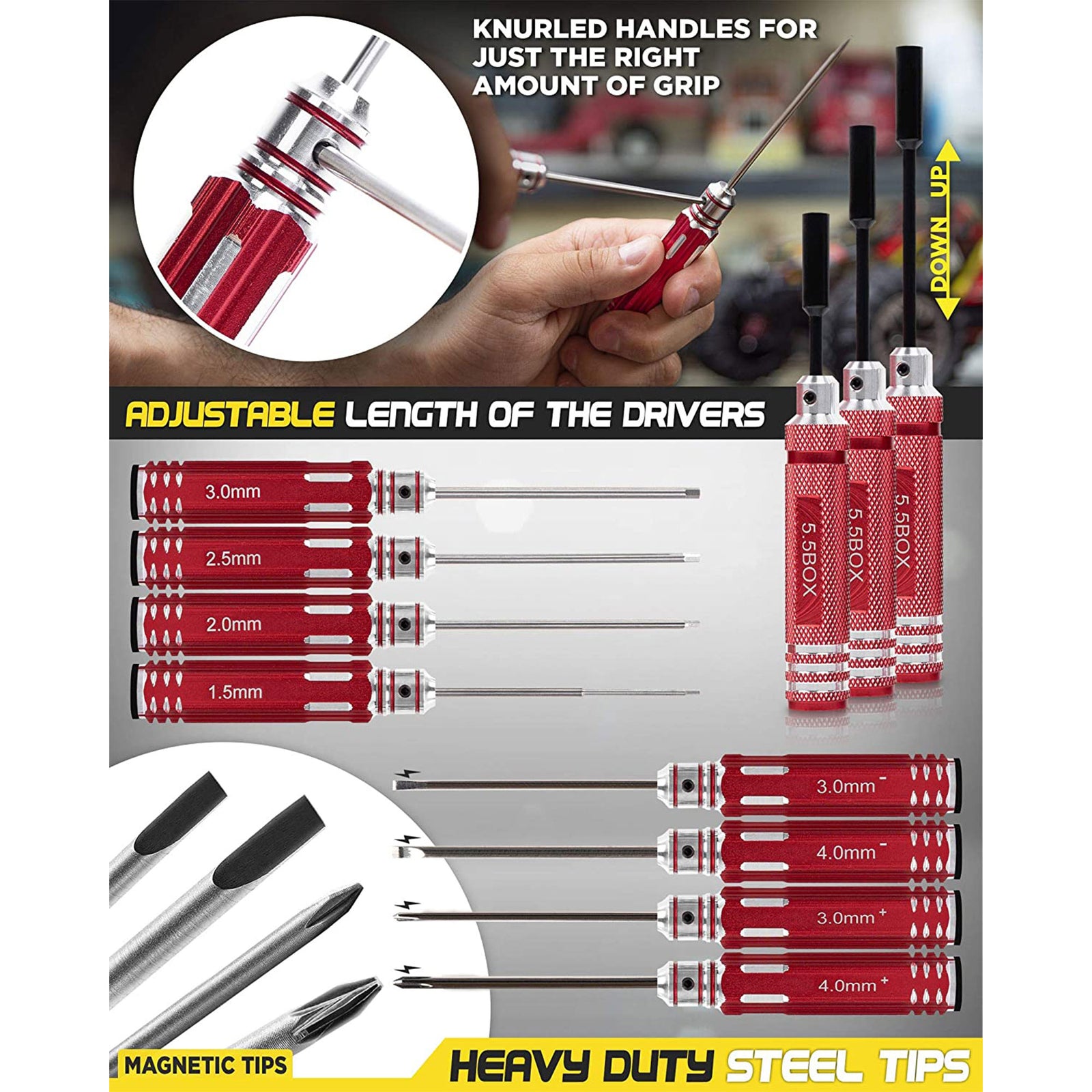 LAEGENDARY 25pc RC Car Magnetic Repair Tool Kit for Drone, Boat, Plane, or Truck - VMInnovations
