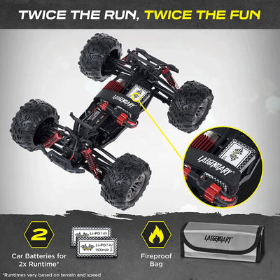 LAEGENDARY Legend 1:10 Scale RC Remote Control Car, Up to 31 MPH, Black/Yellow