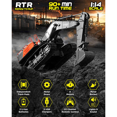 LAEGENDARY Digger 1:14 Scale RC Excavator Remote Control Construction Vehicle