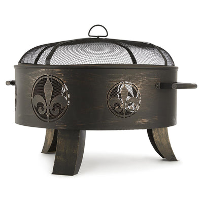 Blumfeldt Versailles Portable 23.6 Inch Round Outdoor Metal Fire Pit, Black