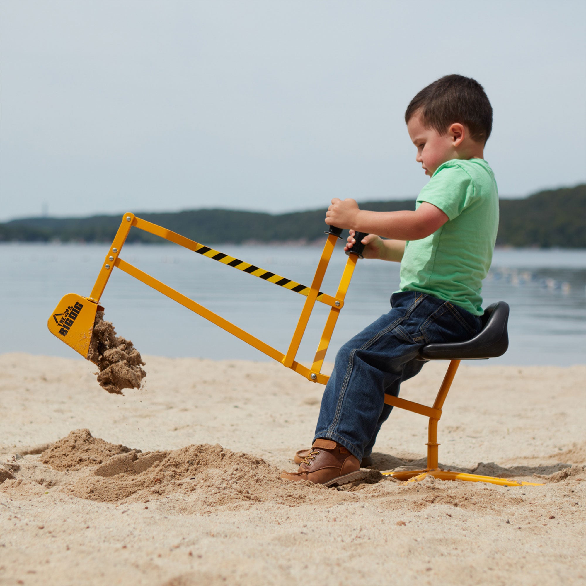 Sandbox Digger Excavator Crane, Vest and Helmet Bundle Outdoor Toy (Used) - VMInnovations
