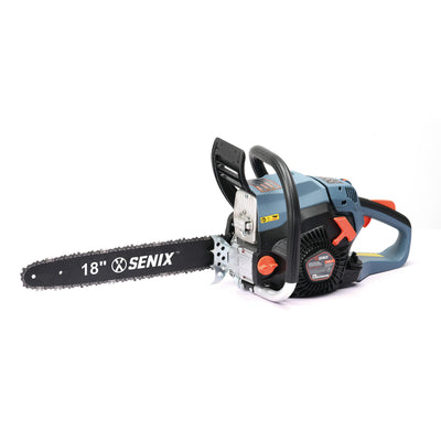 SENIX CS4QL-L1 4QL 18-Inch 49 cc 4-Cycle Gas Powered Chainsaw for Firewood, Blue