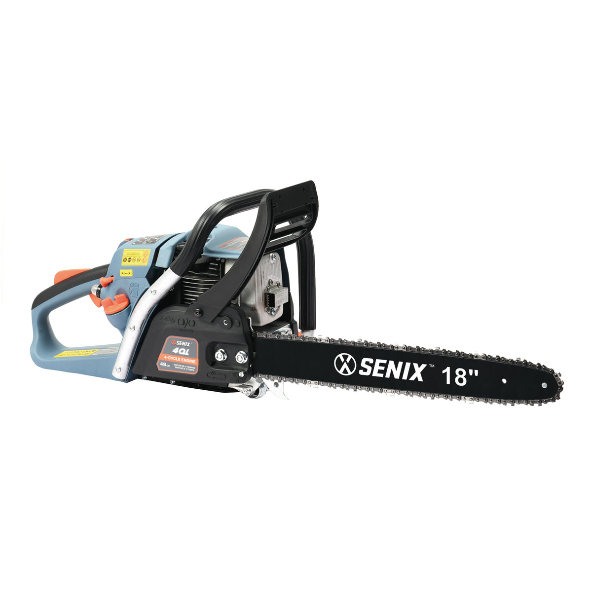 SENIX CS4QL-L1 4QL 18-Inch 49 cc 4-Cycle Gas Powered Chainsaw for Firewood, Blue