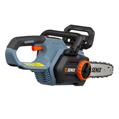 SENIX CSX2-M-0 10 Inch 20 Volt Cordless Brushless Chain Saw, Tool Only, Blue
