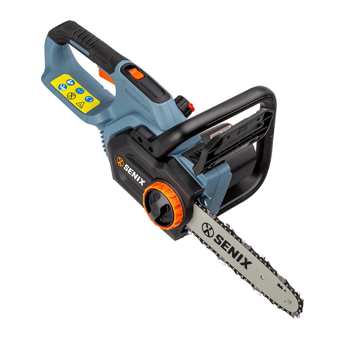 SENIX CSX2-M-0 10 Inch 20 Volt Cordless Brushless Chain Saw, Tool Only, Blue