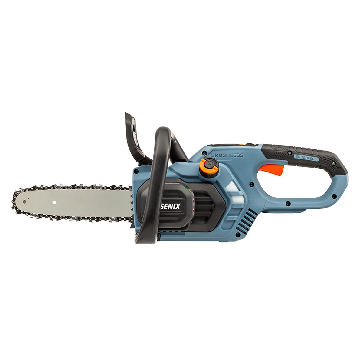 SENIX CSX2-M-0 10 Inch 20 Volt Cordless Brushless Chain Saw, Tool Only, Blue