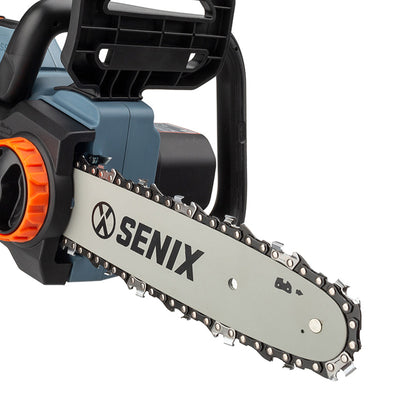 SENIX CSX2-M-0 10 Inch 20 Volt Cordless Brushless Chain Saw, Tool Only, Blue