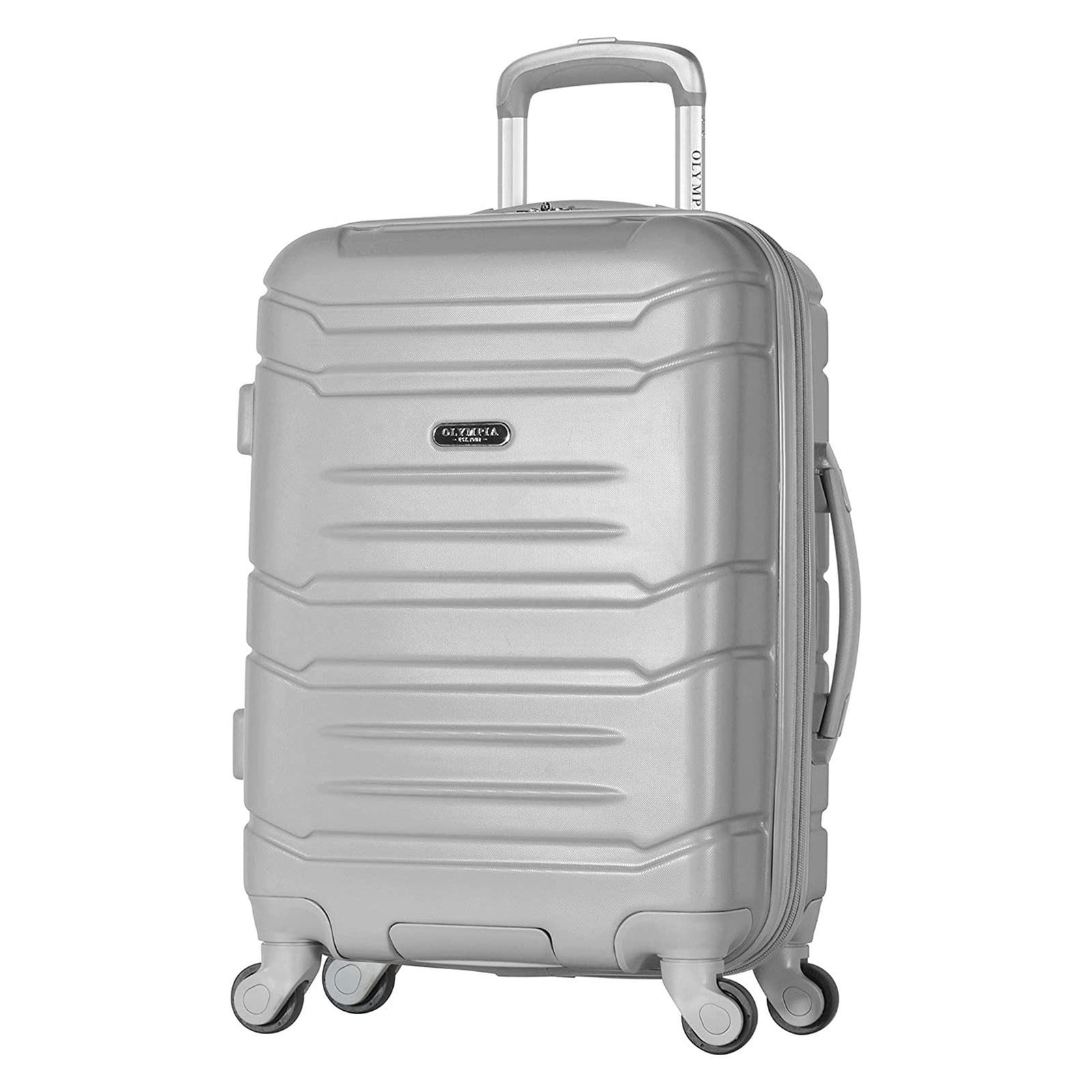 Olympia Denmark 21" Expandable Carry On 4 Wheel Spinner Luggage Suitcase, Silver - VMInnovations