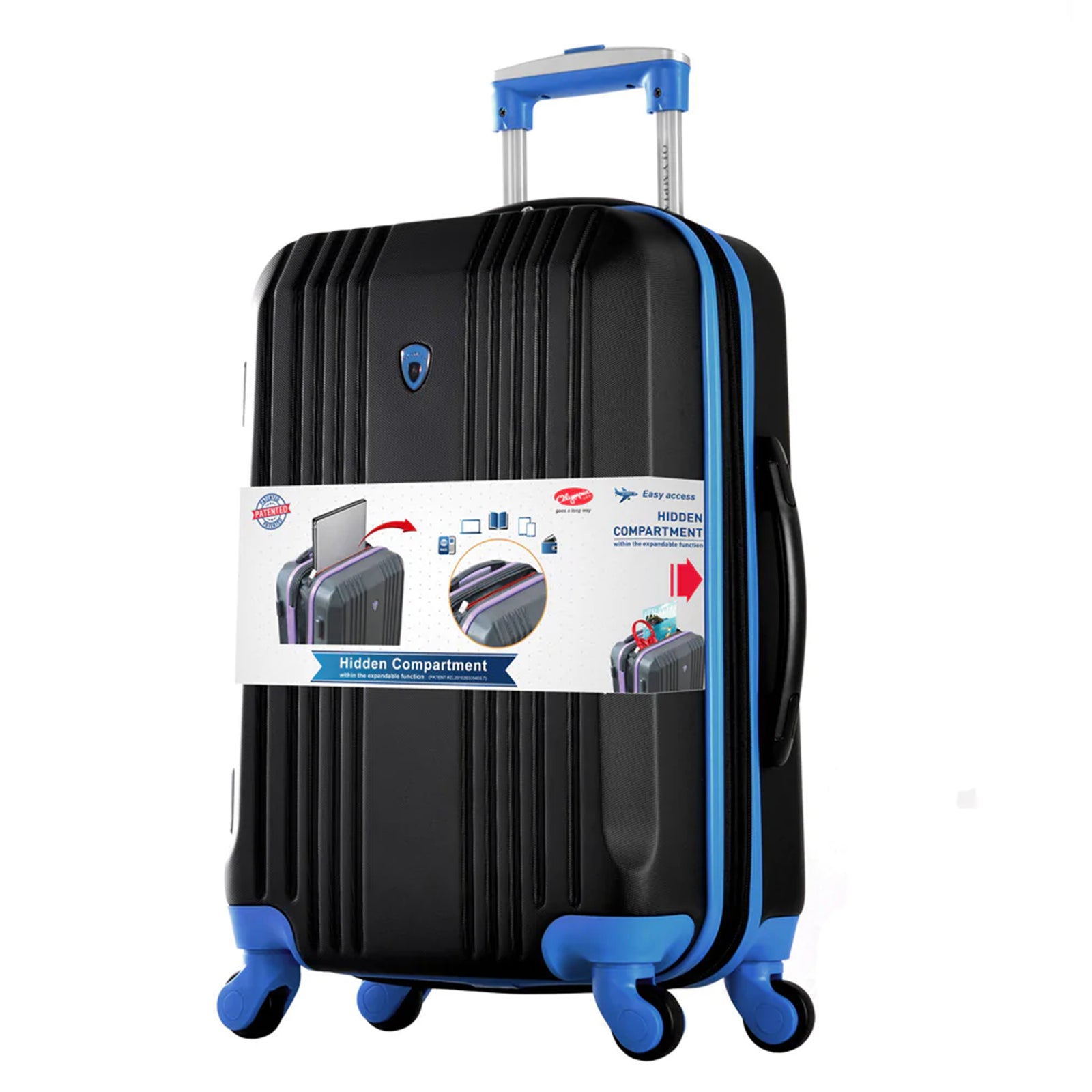 Olympia Apache II 21" Expandable Carry On 4 Wheel Spinner Luggage Suitcase, Blue - VMInnovations