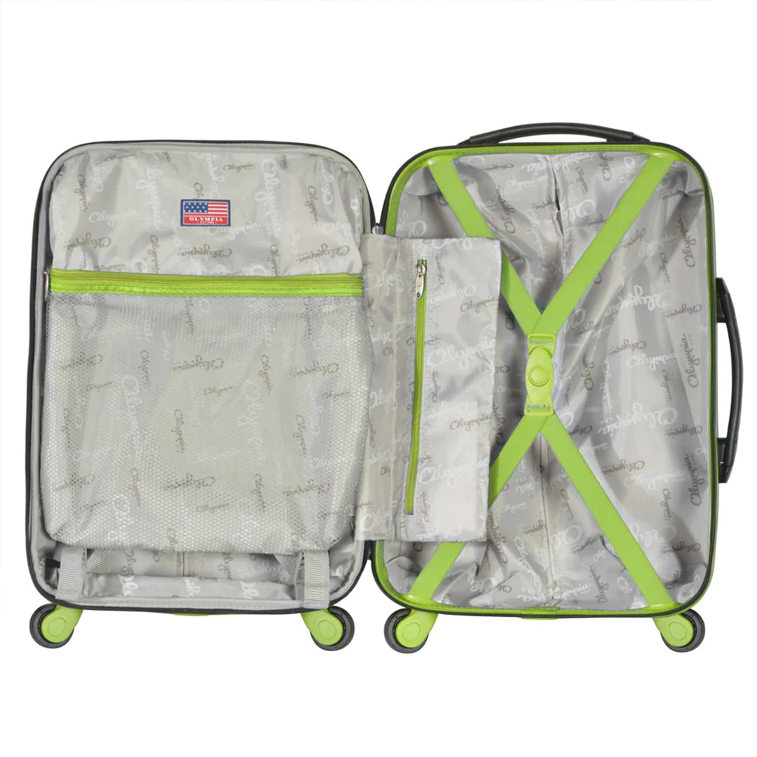 Olympia Apache II 21" Expandable Carry On 4 Wheel Spinner Luggage Suitcase, Lime