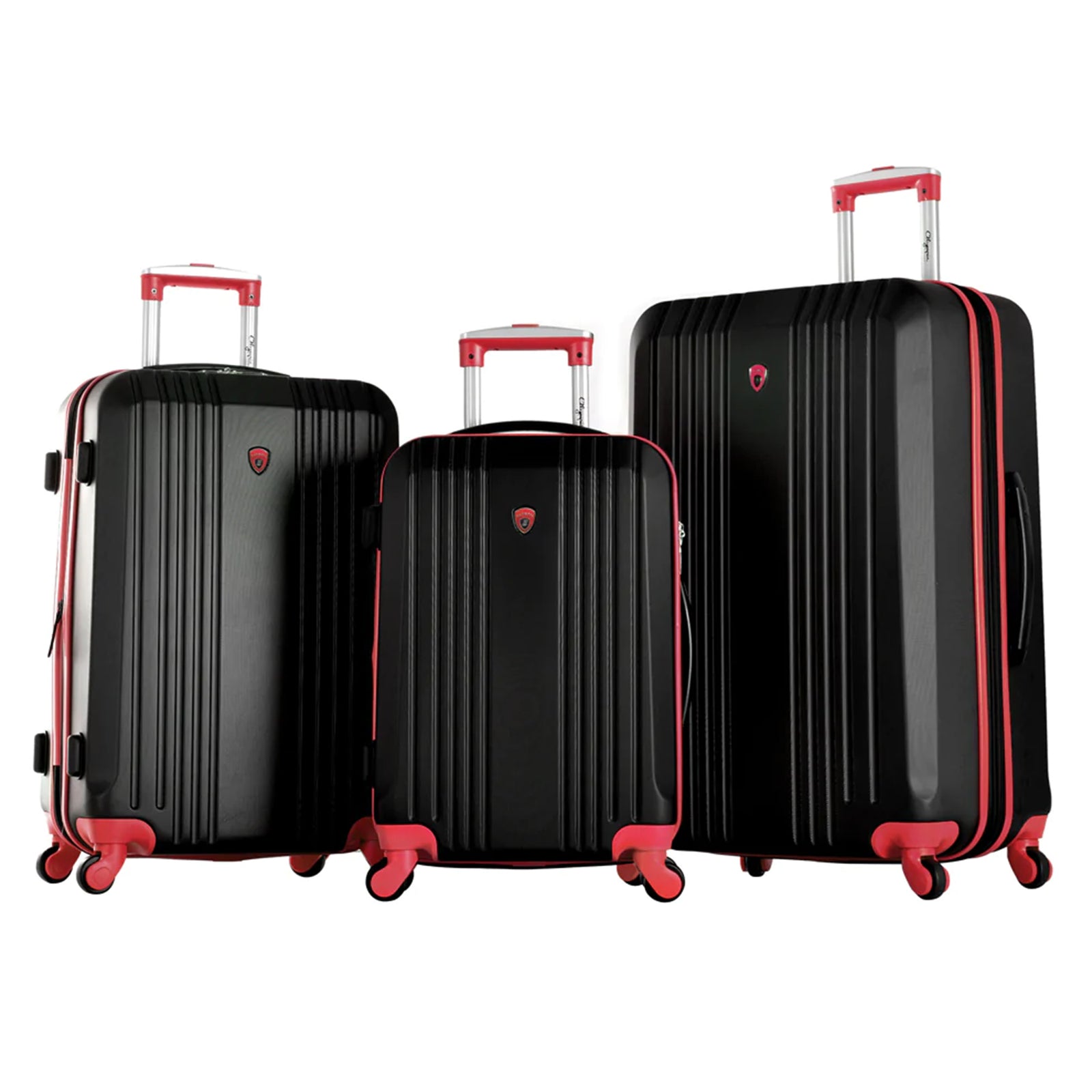 Olympia Apache II Hardcase 4 Wheel Spinner Suitcase 3 Piece Luggage Set, Red - VMInnovations