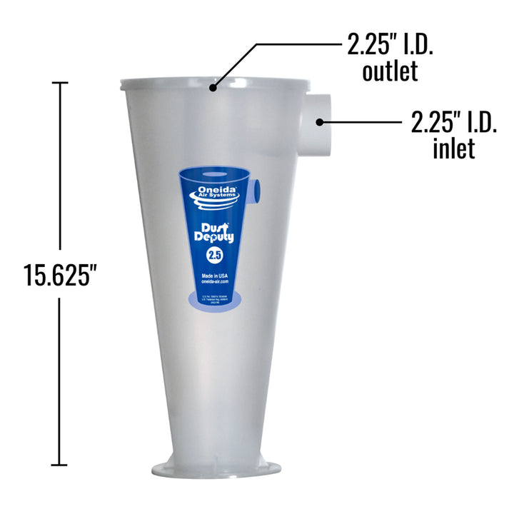 Oneida Air Systems Dust Deputy 2.5 DIY Separator, Accessory Only, Clear (Used)