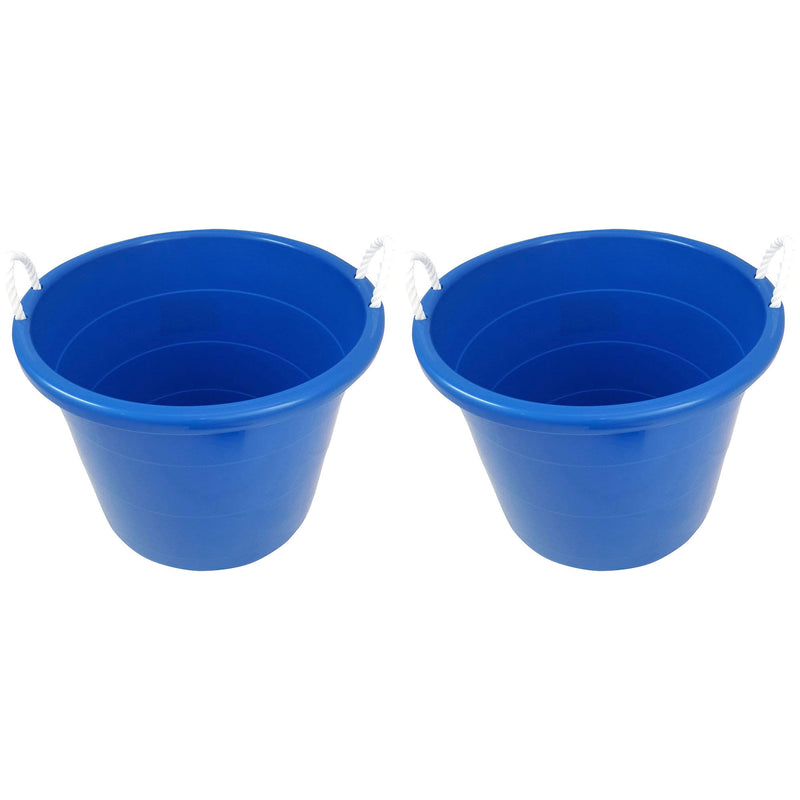 18 Gal Plastic Storage Round Utility Tub w/ Handles, Blue (2 Pack) (Open Box)