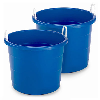 Homz 18 Gal Plastic Storage Round Utility Tub with Handles, Blue (2 Pack) (Used) - VMInnovations