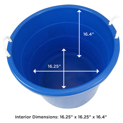 18 Gal Plastic Storage Round Utility Tub w/ Handles, Blue (2 Pack) (Open Box)